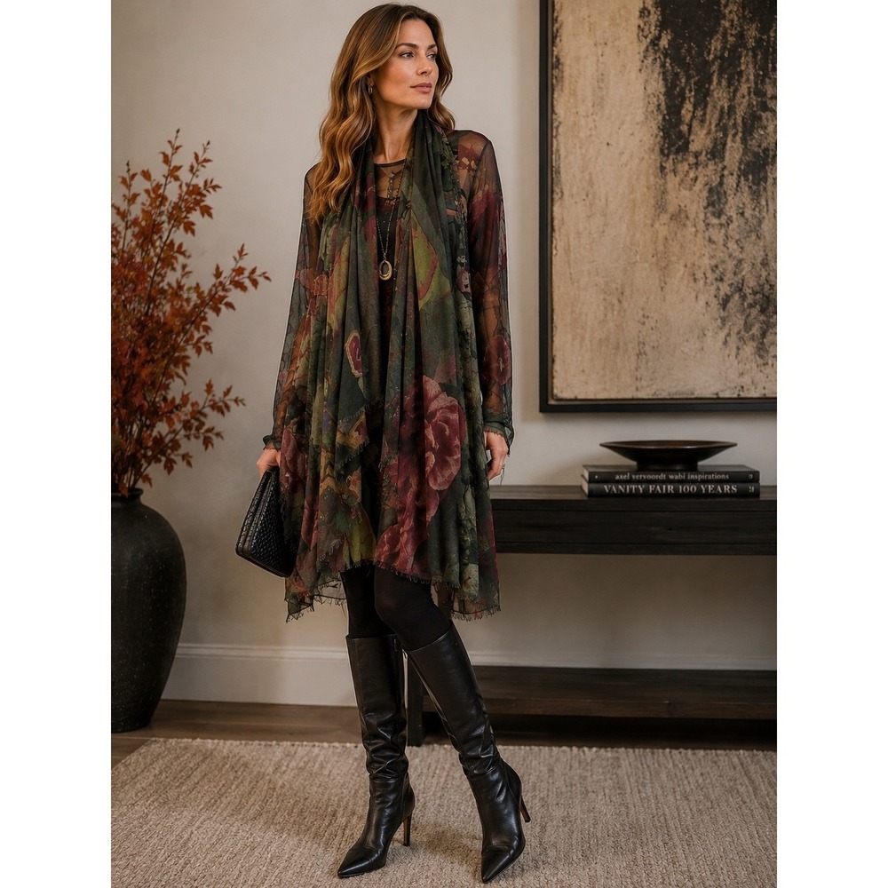 Rundholz Black Label Sheer Mesh Tunic Dress Scarf S/M Avante Garde Lagenlook